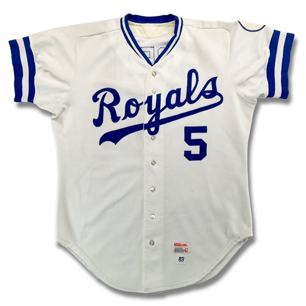 George Brett 1983 Kansas City Royals Game Worn Home Jersey (Photo Match, Tremendous Use, MEARS A10)