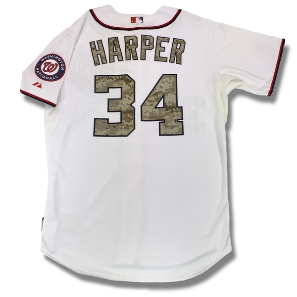 Bryce Harper 2015 Washington Nationals Game Issued Camo Jersey (MLB Auth)
