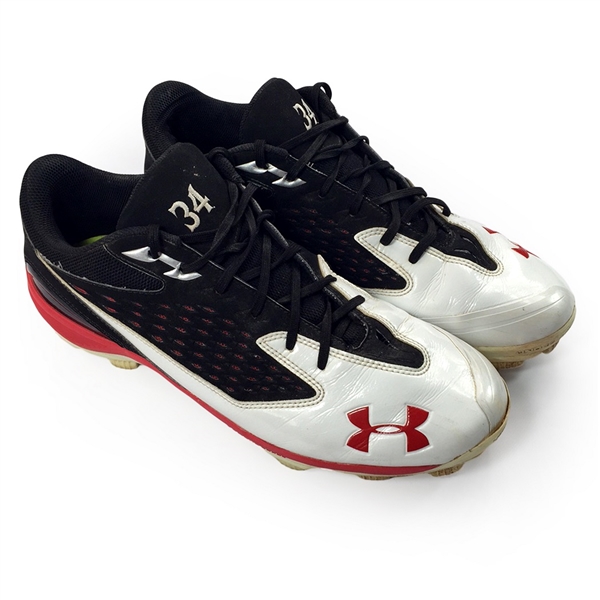 Bryce Harper 2012 Washington Nationals Game Worn Rookie Under Armor Cleats - Harper #34 Player Exclusive