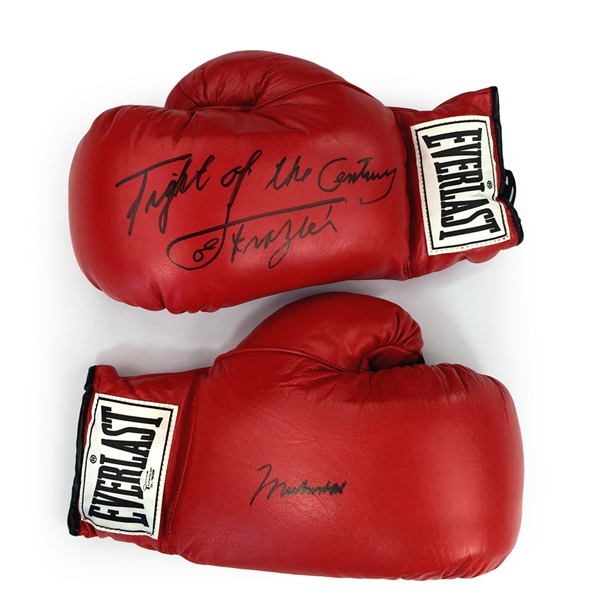 Muhammad Ali & Joe Frazier Autographed Everlast Boxing Gloves "Fight of the Century" Inscription (Steiner COA)