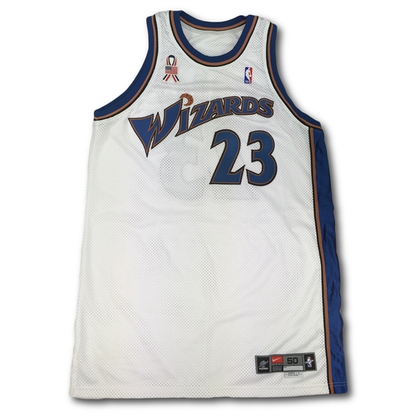 Michael Jordan 2001-02 Washington Wizards Game Worn Jersey (9/11 Ribbon Patch)