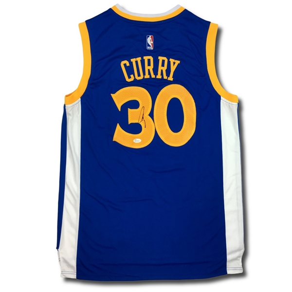 Stephen Curry Autographed Golden State Warriors Road/Blue Swingman Jersey (JSA COA)