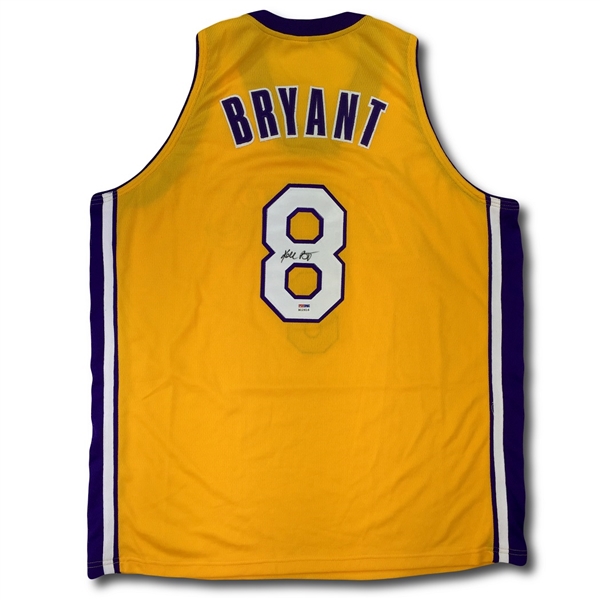 Kobe Bryant Autographed Los Angeles Lakers Home/Yellow Jersey - Rookie Era Signature (PSA COA)