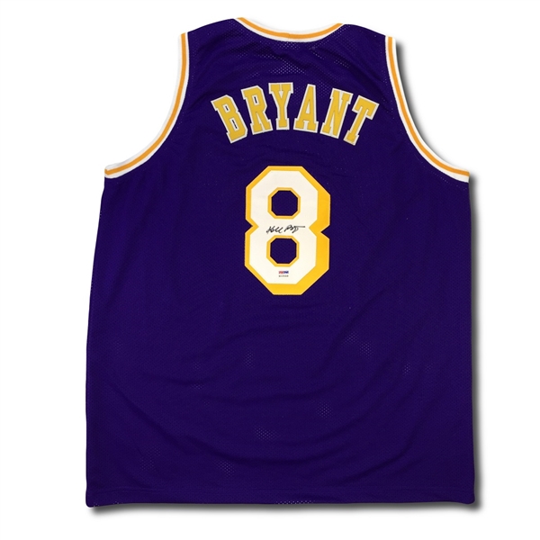 Kobe Bryant Autographed Los Angeles Lakers Road/Purple Jersey - Rookie Era Signature (PSA COA)