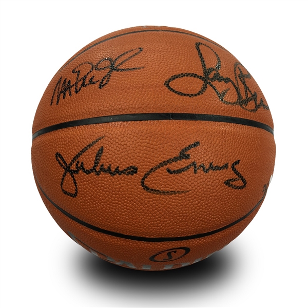 Larry Bird, Magic Johnson & Julius "Dr.J" Erving Autographed Spalding Basketball LE 50 (JSA LOA, Steiner Holo)