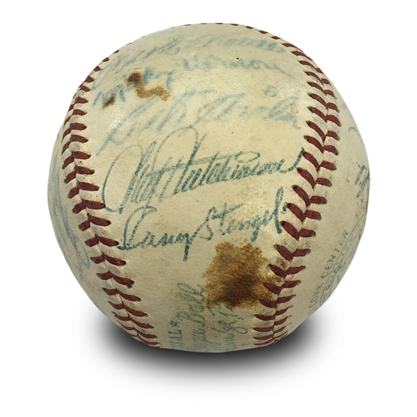 1954 AL All-Stars Autographed Official Baseball - Mantle, Williams, Aaron, Kaline, Berra (25 Signatures) 