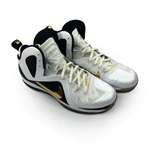 LeBron James 2011-12 Game Used White/Gold Nike Shoes - Photomatched (Akron Childrens Hospital COA)