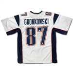 Rob Gronkowski Signed New England Patriots White Road Jersey (JSA COA, Gronkowski Holo)