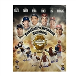 Catching Greats Multi Signed 16x20" Collage Photo - Berra, Carter, Fisk, Bench, Rodriguez, Piazza - (JSA)