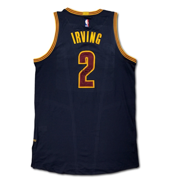 Kyrie Irving 4/23/2017 Cavaliers Game Used & Signed Navy/Road Playoff Jersey - Photo Matched (JSA,RGU LOA)