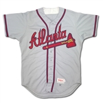 Deion Sanders 1992 Atlanta Braves Game Used Road Jersey - Great Wear (HA LOA)