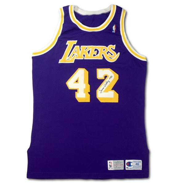 James Worthy 2/24/1993 Los Angeles Lakers Game Used & Signed Road Jersey - Photo Matched (JSA,RGU LOA)