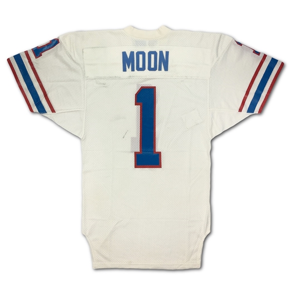 Warren Moon 1984 Houston Oilers Game Used Rookie Road Jersey - Photo Matched, Repairs (RGU,Equipment Manager LOA)