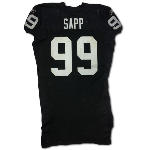 Warren Sapp 11/11/2007 Oakland Raiders Game Used Home Jersey - Pounded, Photo Matched (RGU LOA)