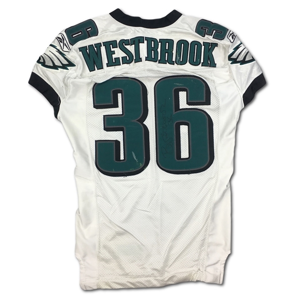 Brian Westbrook 9/9/2007 Phil. Eagles Game Used & Signed Jersey - Photo Matched, Repairs (Westbrook LOA)