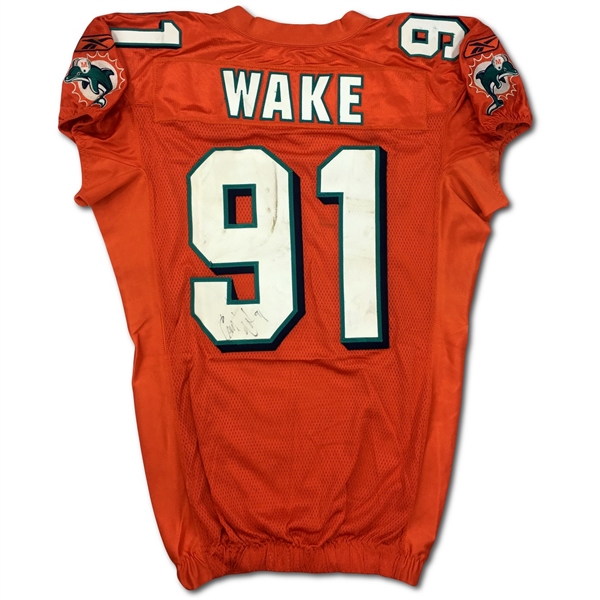 Cameron Wake 9/26/2010 Miami Dolphins Game Used & Signed Alternate Jersey - Unwashed (Dolphins LOA)