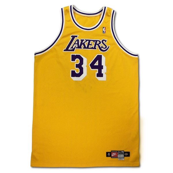 Shaquille ONeal 2/4/1998 Los Angeles Lakers Game Used & Signed Jersey - 1 of 2 known Photo Matched (JSA,RGU LOA)