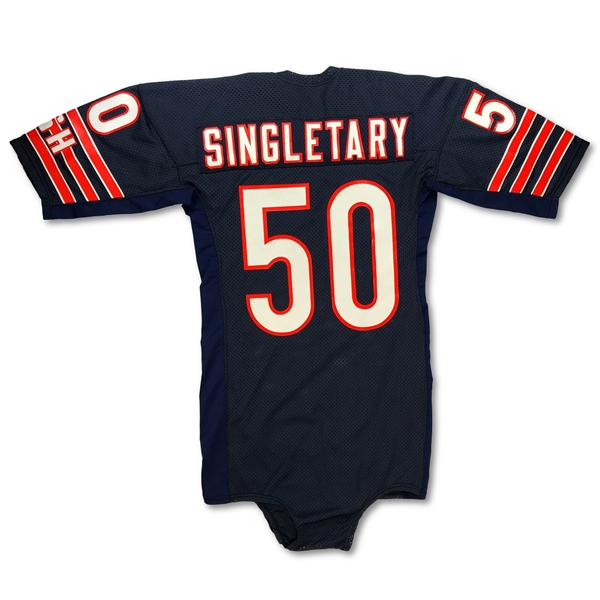 Mike Singletary 1984 Chicago Bears Game Used Home Jersey - 18+ Repairs