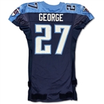 Eddie George 2001 Tennessee Titans Game Used Home Jersey - 2 Games, 2 TDs, Repairs, Photo Matched (RGU LOA)