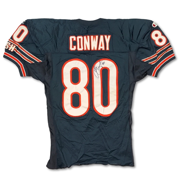 Curtis Conway 1995 Chicago Bears Game Used & Twice Signed Home Jersey - Excellent Use