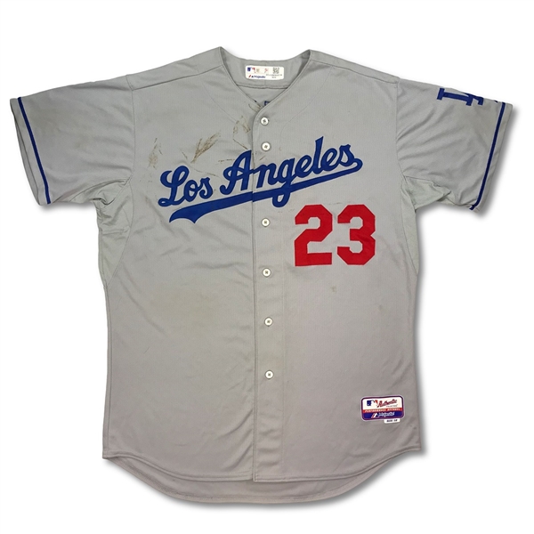 Adrian Gonzalez 2013 Los Angeles Dodgers Game Used Road Jersey - Dirty! (MLB Authenticated)