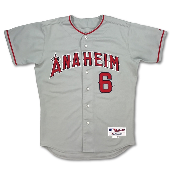 Chone Figgins 2003 Anaheim Angels Game Used Jersey - Excellent Use, "Anaheim" Rare 1 Year Style