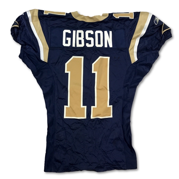 (5) St. Louis Rams Game Used Home Jerseys - R. Thomas, L. Ramsey, D. Byrd, B. Gibson & T. Steussie