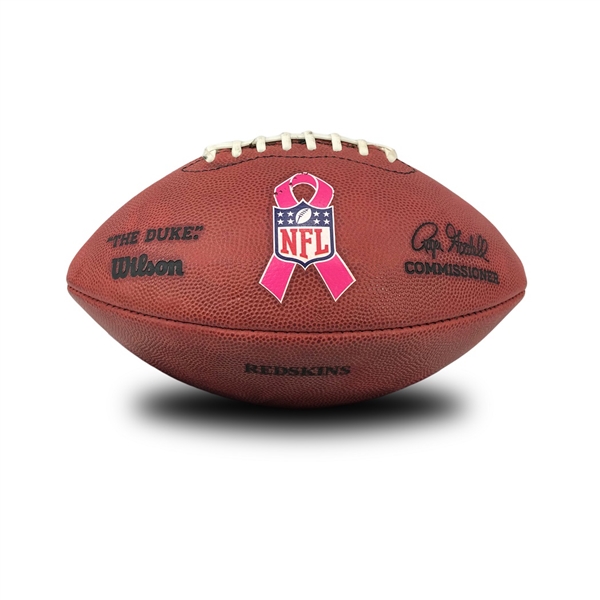 (2) Washington Redskins Game Used NFL Football (1 BCA Pink Ribbon) - Goodell Duke, Solid Use