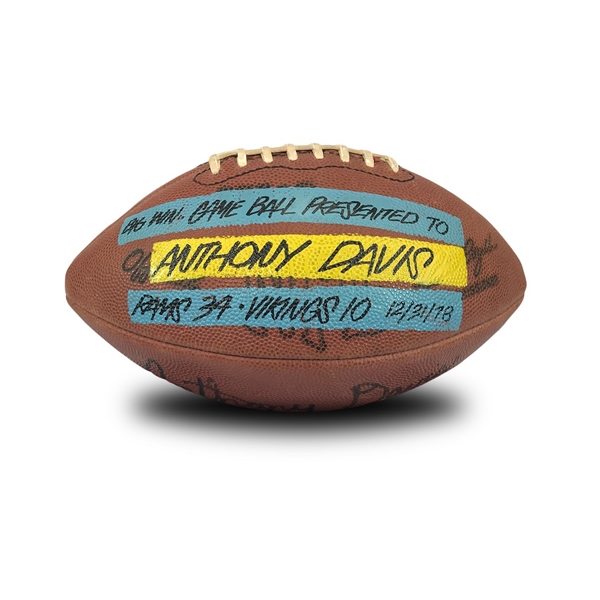 Anthony Davis 12/31/1978 Signed & Painted Game Ball -  Rams vs Vikings Game Used Football (JSA)