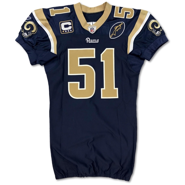 Will Witherspoon 2008 St. Louis Rams Game Used Home Jersey - 1 Repair