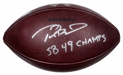 Tom Brady 11/16/14 New England Patriots Game Used & Signed Football - Camo, Insc. "SB 49 Champs" (Fanatics/Patriots LOA)