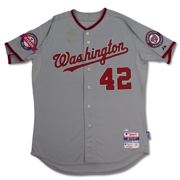 Bryce Harper 4/15/2015 Nationals Game Used Jackie Robinson Day Jersey - Photo Matched, MVP Year (MLB Auth)