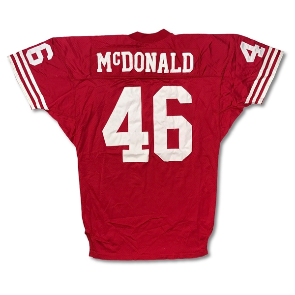 Tim McDonald San Francisco 49ers Game Used Home Jersey - 8 Repairs! Outstanding Wear!