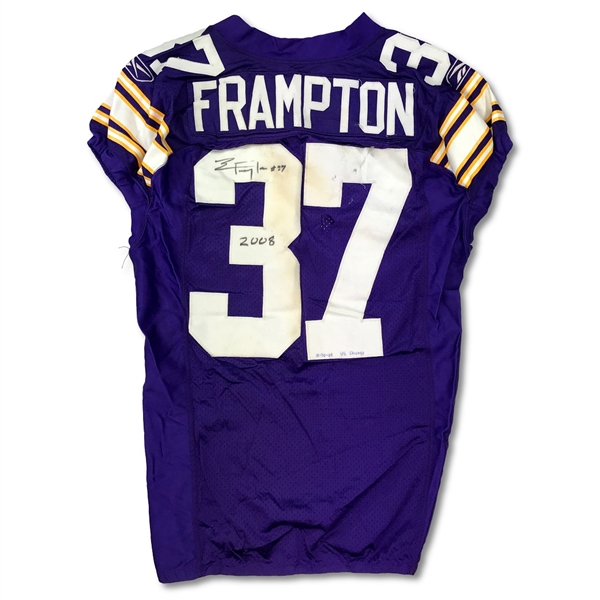 Lot of 2 - Eric Frampton & Husain Abdullah 11/30/2008 Minnesota Vikings Game Used & Signed Retro Jerseys