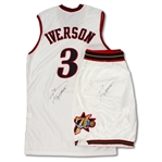 Allen Iverson 2002-03 Philadelphia 76ers Game Used & Dual Signed Home Jersey & Shorts (Iverson LOA)