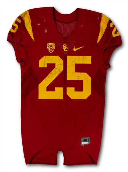 Ronald Jones 12/28/2015 USC Trojans Game Worn Home Jersey - Unwashed, Photo Matched
