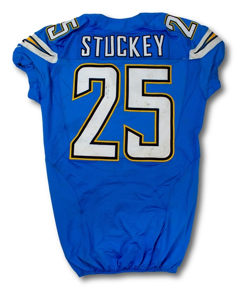 Darrell Stuckey 10/25/2015 San Diego Chargers Game Worn Jersey - Unwashed (Chargers LOA)