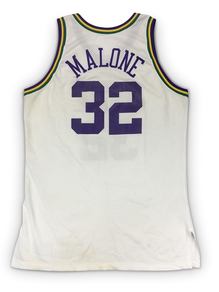 Karl Malone Photo Matched 1994-95 Utah Jazz Game Worn Home Jersey *RARE* - 25 Points 10 Rebs, Season Long Wear! (RGU LOA)