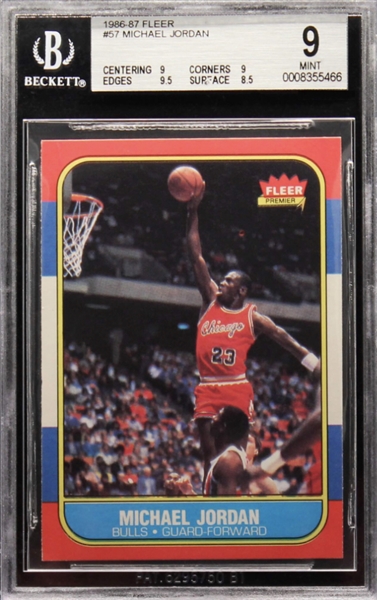 1986-87 Fleer Michael Jordan #57 Rookie Card - BGS 9 MINT
