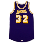 Magic Johnson 1980-85 Los Angeles Lakers Game Worn & Signed Road Jersey (MEARS A10)
