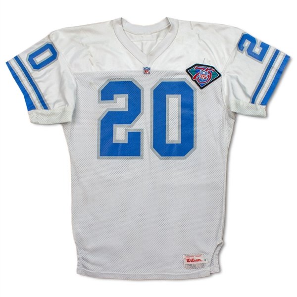 Barry Sanders Photo Matched 1994 Detroit Lions Game Used & Signed Road Jersey - 2 Games! Repairs! (Lions/TriStar/RGU LOA)