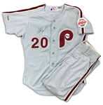 Mike Schmidt 1989 Philadelphia Phillies Game Used & Autographed Jersey & Pants - Excellent Example, Final Season (JSA)