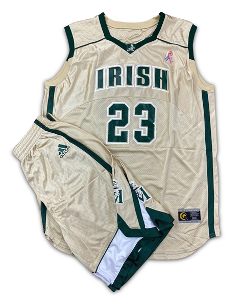 LeBron James St. Mary - St. Vincent Fighting Irish High School Game Used Gold Jersey & Shorts