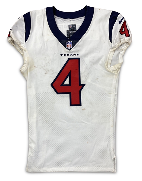 Deshaun Watson 10/21/18 Houston Texans Game Worn, Signed & Inscribed Jersey - Photo Matched (Athletes Club Co, RGU) Touchdown
