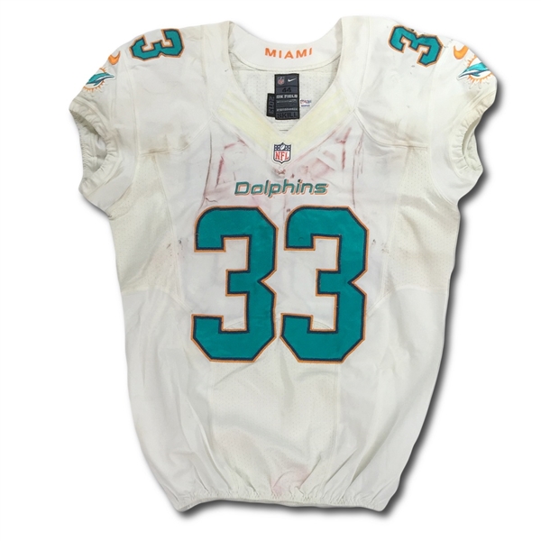 Daniel Thomas 2013 Miami Dolphins Game Used Road Jersey - Multiple Game Use & Repairs (NFL Auctions COA)