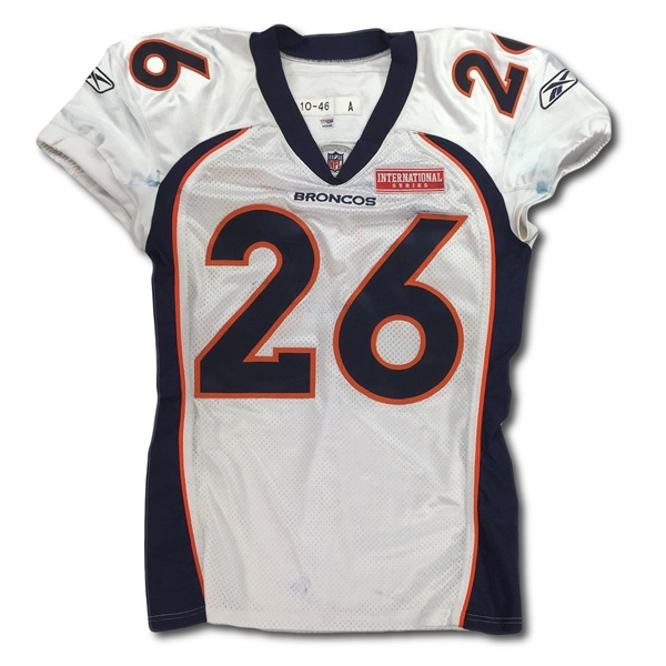 Lawrence Maroney 2010 Denver Broncos Game Used Jersey - International Series Patch (NFL Auctions COA)
