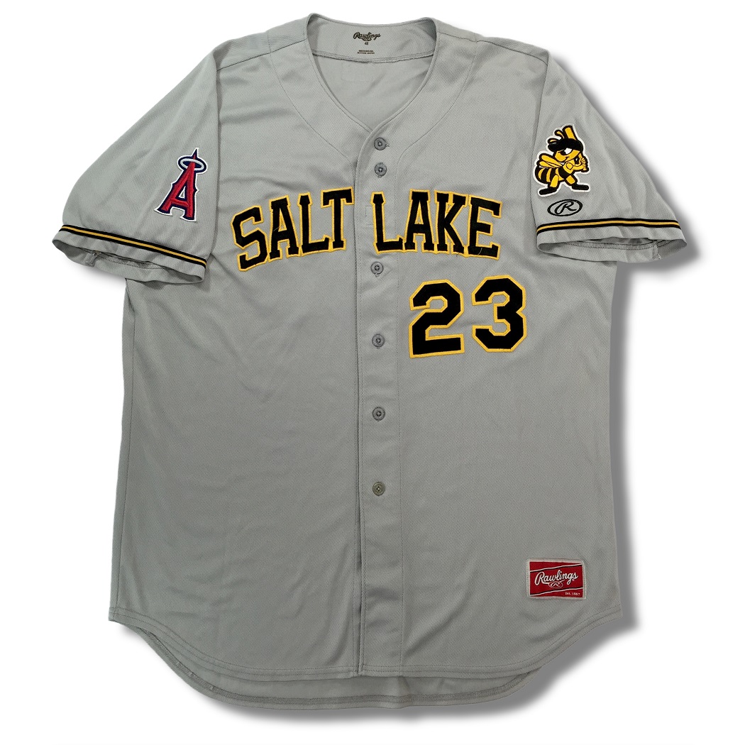 Lot Detail - Mike Trout Game Worn Salt Lake BEES Minor League Grey Jersey  (Great Use, Team LOA)