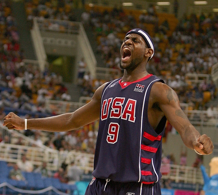 LeBron James Men's Medium M Team USA 2004 Olympics Reebok Swingman White  Jersey