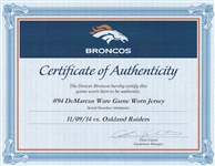 Demarcus Ware 2014 Game Worn Denver Broncos Jersey (Photo-Matched, Camo Patch, Broncos LOA)