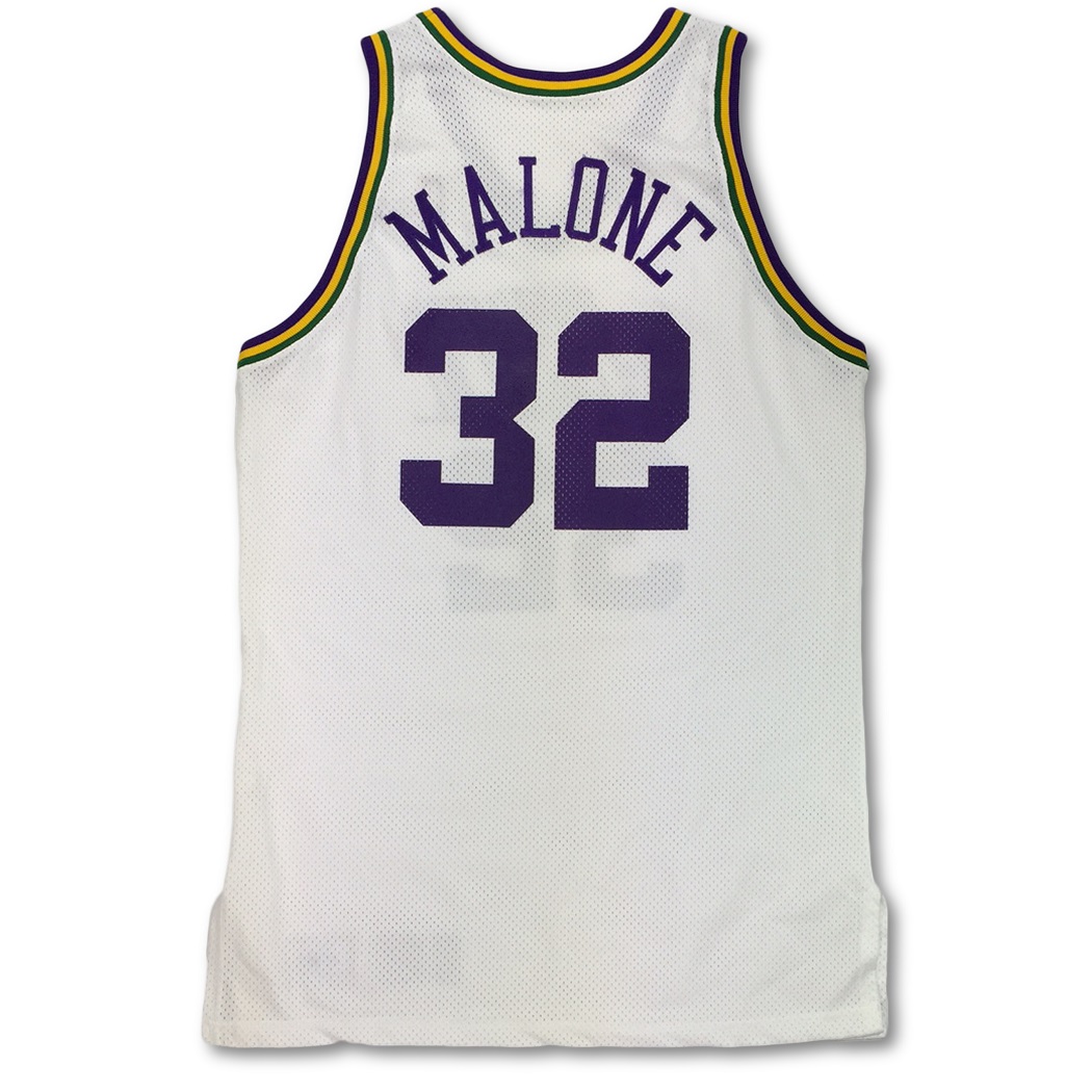 2001-02 Karl Malone Game Worn Utah Jazz Jersey with Team Note. , Lot  #80586